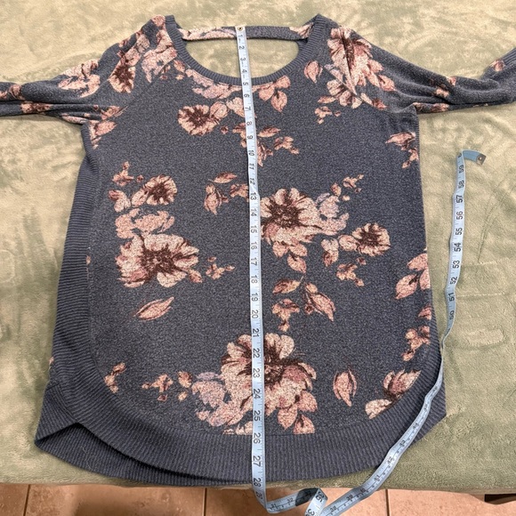 Maurices Blue Floral Sweater Women’s Small 3/4 Sleeve Knit Top - Picture 5 of 6